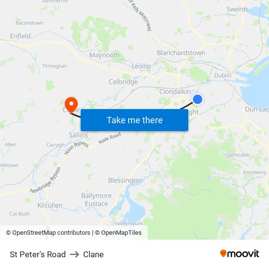 St Peter's Road to Clane map