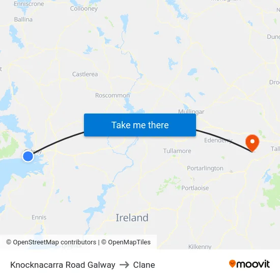 Knocknacarra Road Galway to Clane map