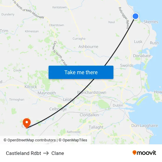 Castleland Rdbt to Clane map