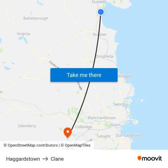Haggardstown to Clane map