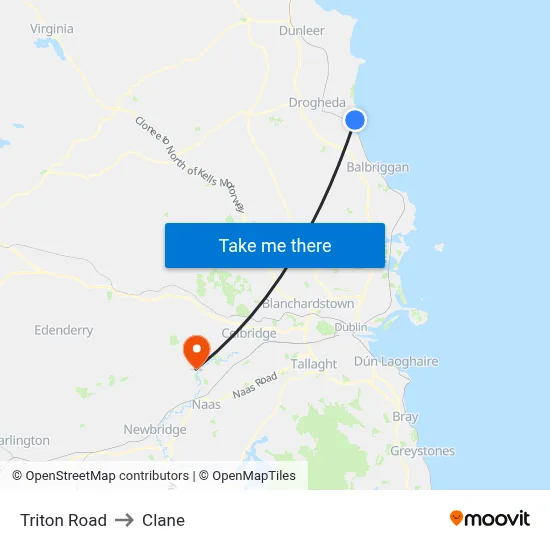 Triton Road to Clane map