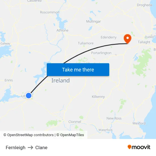 Fernleigh to Clane map