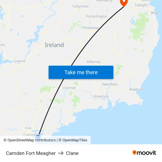 Camden Fort Meagher to Clane map