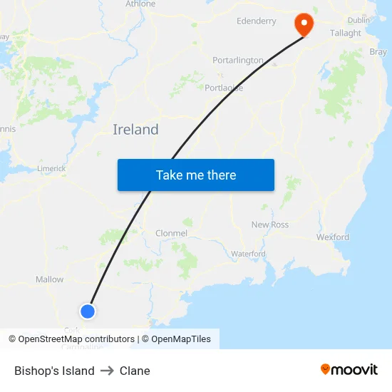 Bishop's Island to Clane map