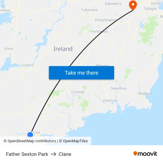 Father Sexton Park to Clane map