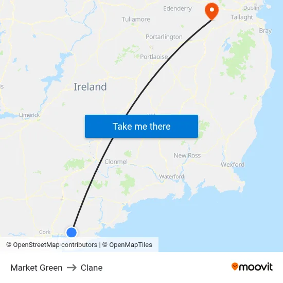 Market Green to Clane map