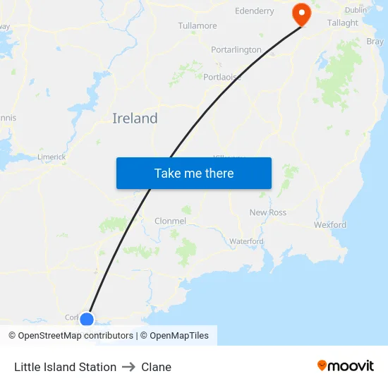 Little Island Station to Clane map
