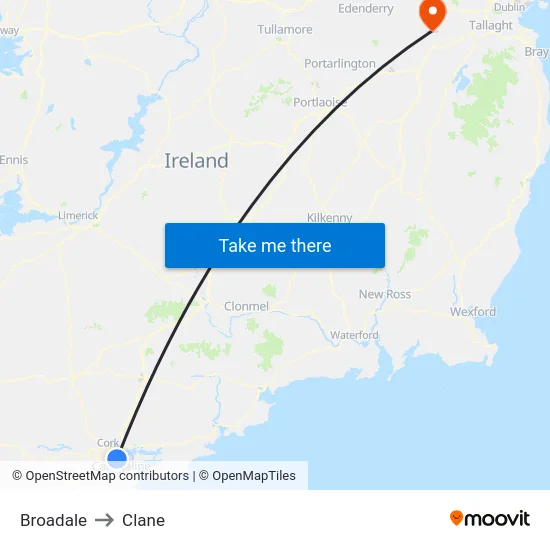 Broadale to Clane map