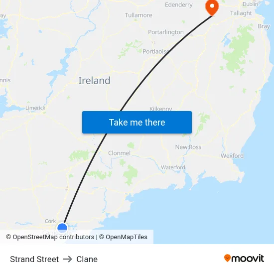 Strand Street to Clane map