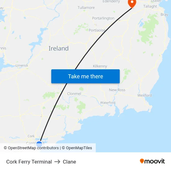 Cork Ferry Terminal to Clane map