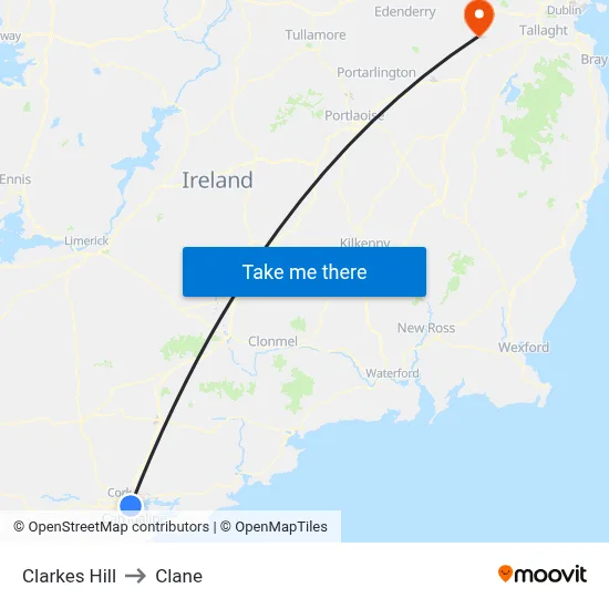 Clarkes Hill to Clane map