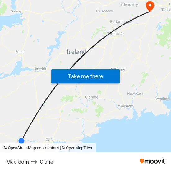Macroom to Clane map