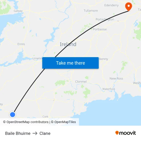 Baile Bhuirne to Clane map