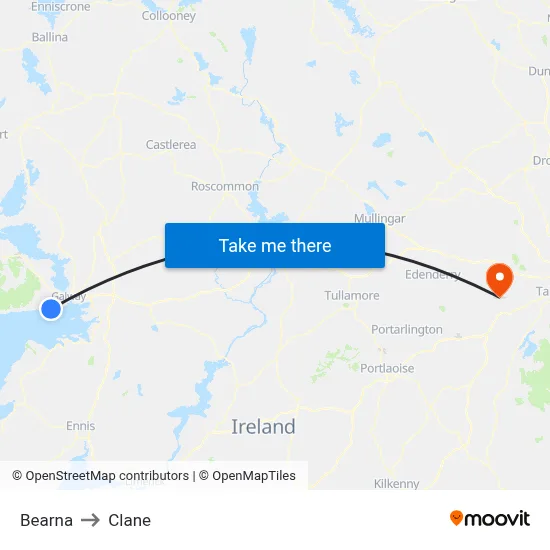 Bearna to Clane map