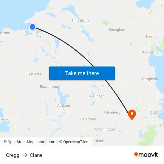 Cregg to Clane map