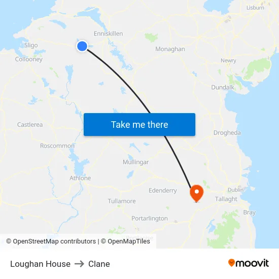 Loughan House to Clane map
