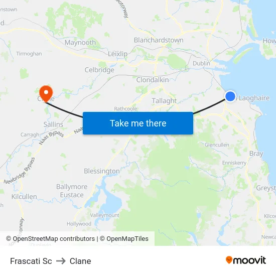 Frascati Sc to Clane map