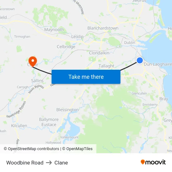 Woodbine Road to Clane map