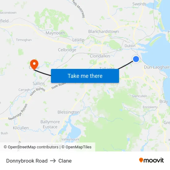 Donnybrook Road to Clane map