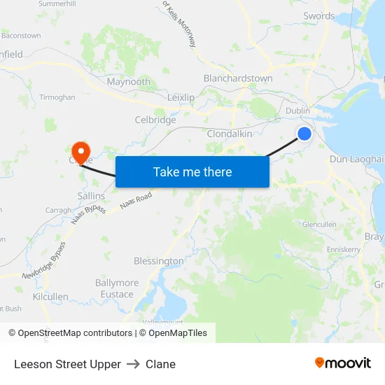 Leeson Street Upper to Clane map