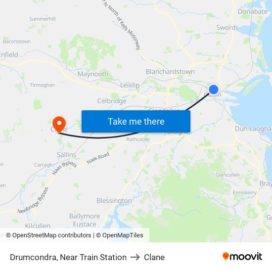 Drumcondra, Near Train Station to Clane map