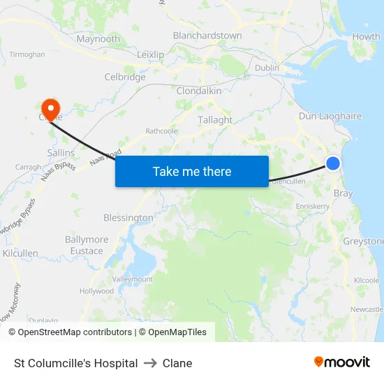 St Columcille's Hospital to Clane map
