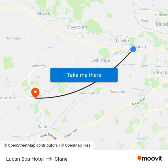 Lucan Spa Hotel to Clane map
