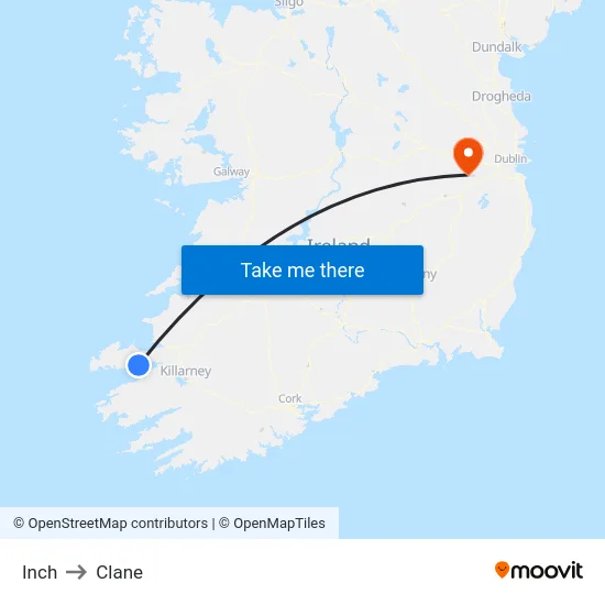 Inch to Clane map