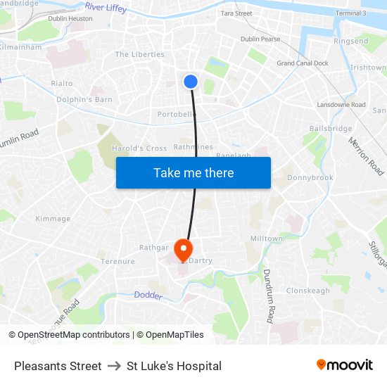 Pleasants Street to St Luke's Hospital map