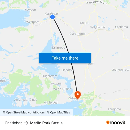 Castlebar to Merlin Park Castle map