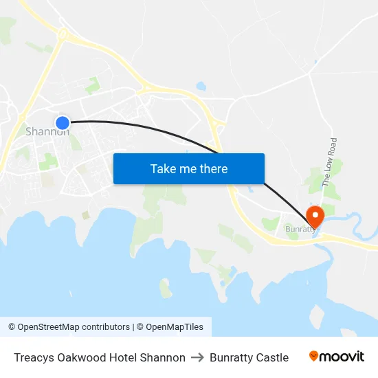 Treacys Oakwood Hotel Shannon to Bunratty Castle map