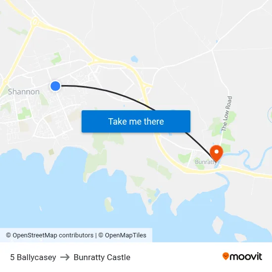 5 Ballycasey to Bunratty Castle map