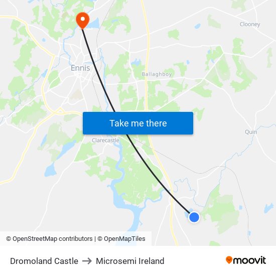 Dromoland Castle to Microsemi Ireland map