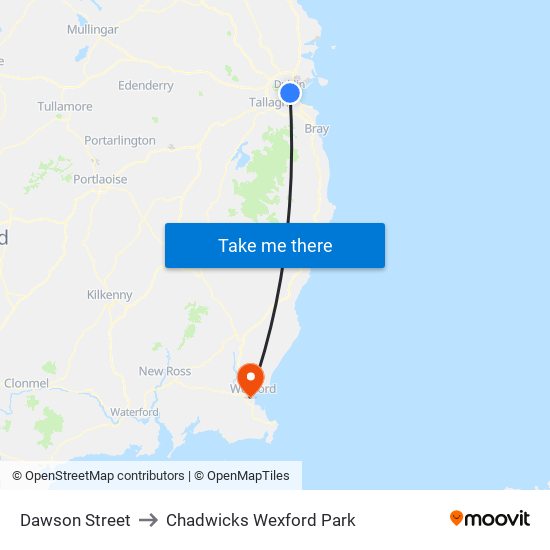Dawson Street to Chadwicks Wexford Park map