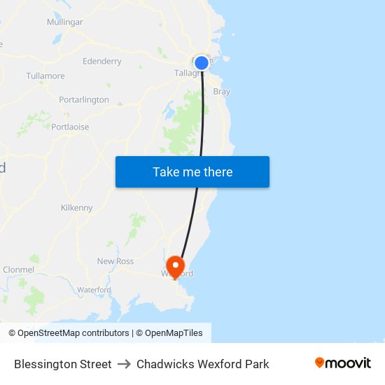 Blessington Street to Chadwicks Wexford Park map