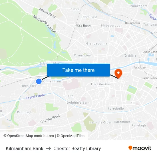 Kilmainham Bank to Chester Beatty Library map