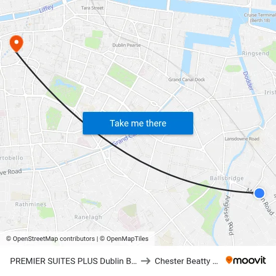 PREMIER SUITES PLUS Dublin Ballsbridge to Chester Beatty Library map
