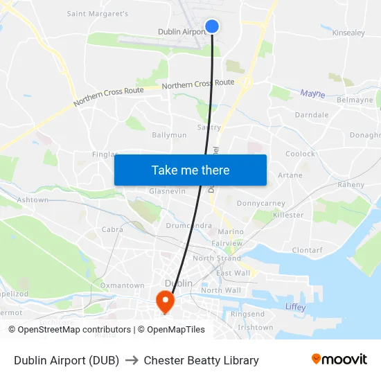 Dublin Airport (DUB) to Chester Beatty Library map