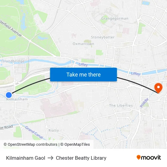 Kilmainham Gaol to Chester Beatty Library map