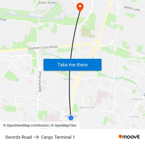 Swords Road to Cargo Terminal 1 map