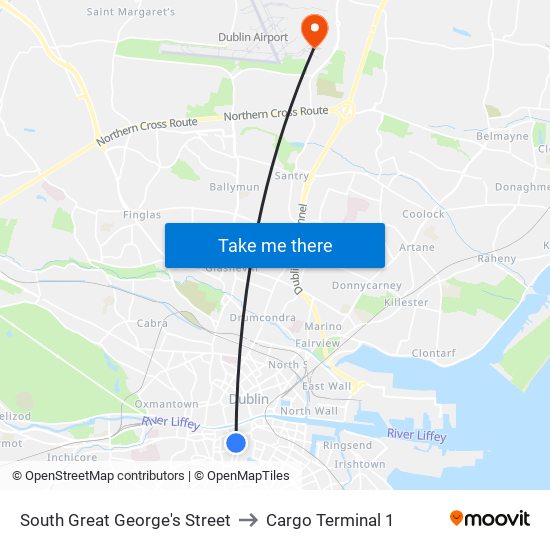 South Great George's Street to Cargo Terminal 1 map