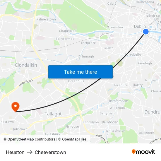 Heuston to Cheeverstown map