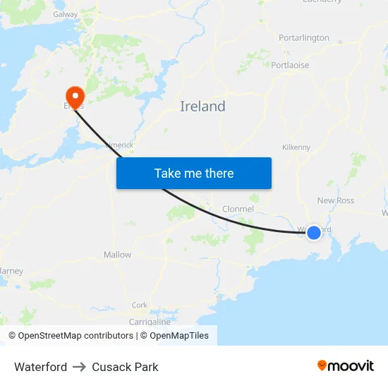 Waterford to Cusack Park map