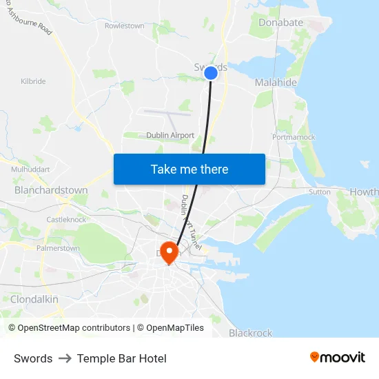 Swords to Temple Bar Hotel map