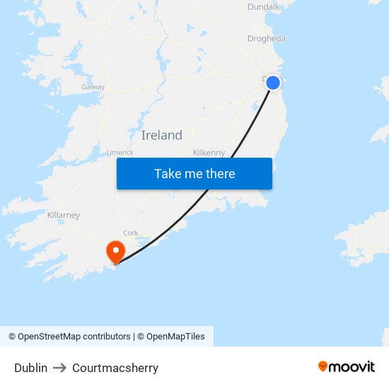 Dublin to Courtmacsherry map