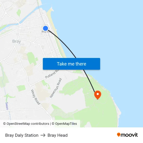 Bray Daly Station to Bray Head map
