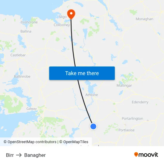Birr to Banagher map