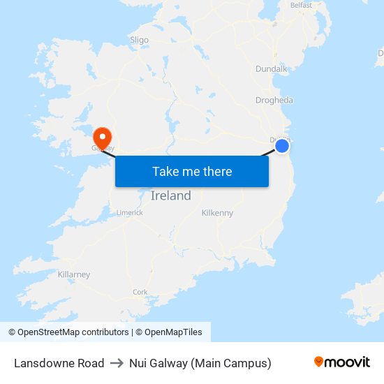 Lansdowne Road to Nui Galway (Main Campus) map