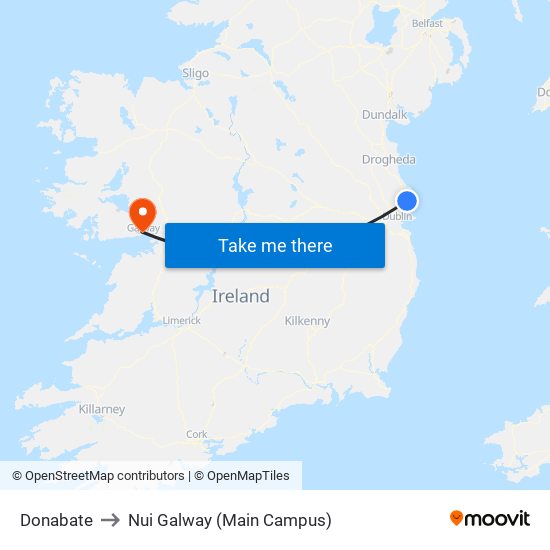 Donabate to Nui Galway (Main Campus) map