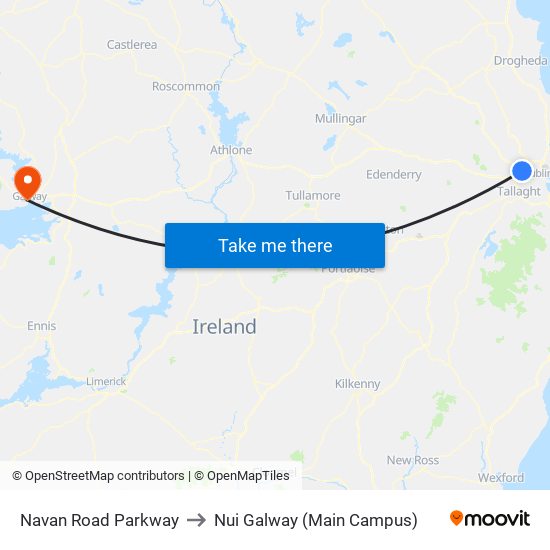 Navan Road Parkway to Nui Galway (Main Campus) map